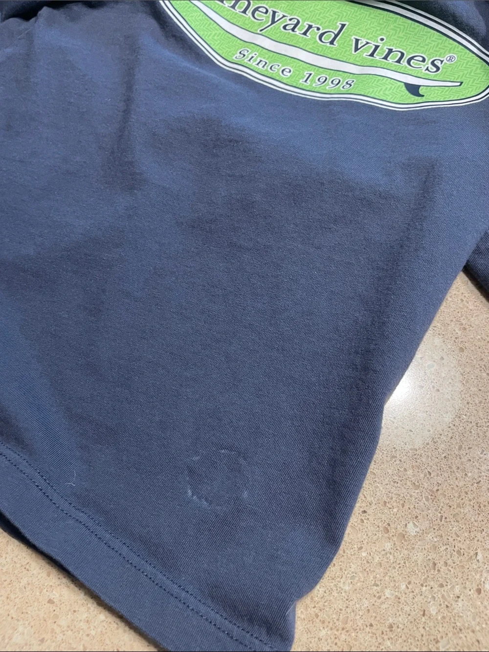 Vineyard Vines Navy Long-Sleeve Pocket Tee with Sleeve Logo